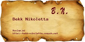 Bekk Nikoletta névjegykártya